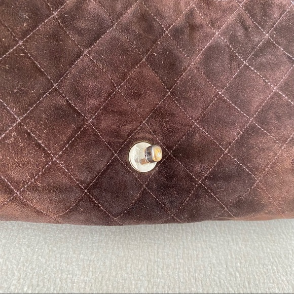 Chanel Vintage Classic Single Flap Bag Quilted Suede Medium Brown - Picture 14 of 17